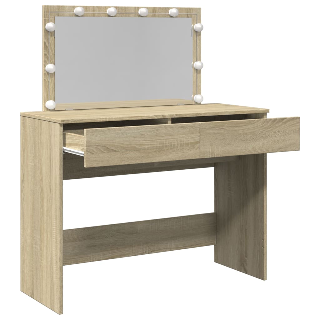 Sminkbord Med Led Sonoma-Ek 100X40X120 Cm