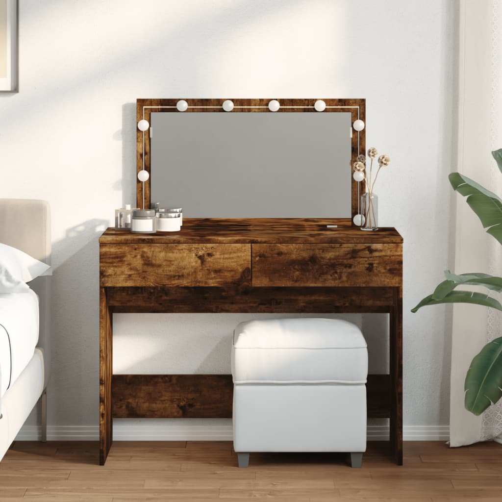 Sminkbord Med Led Sonoma-Ek 100X40X120 Cm