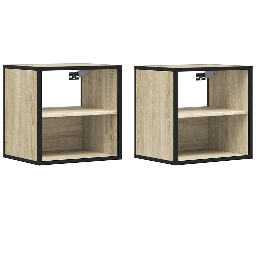 Väggmonterade Sängbord 2 St Sonoma-Ek 40X31X39,5 Cm
