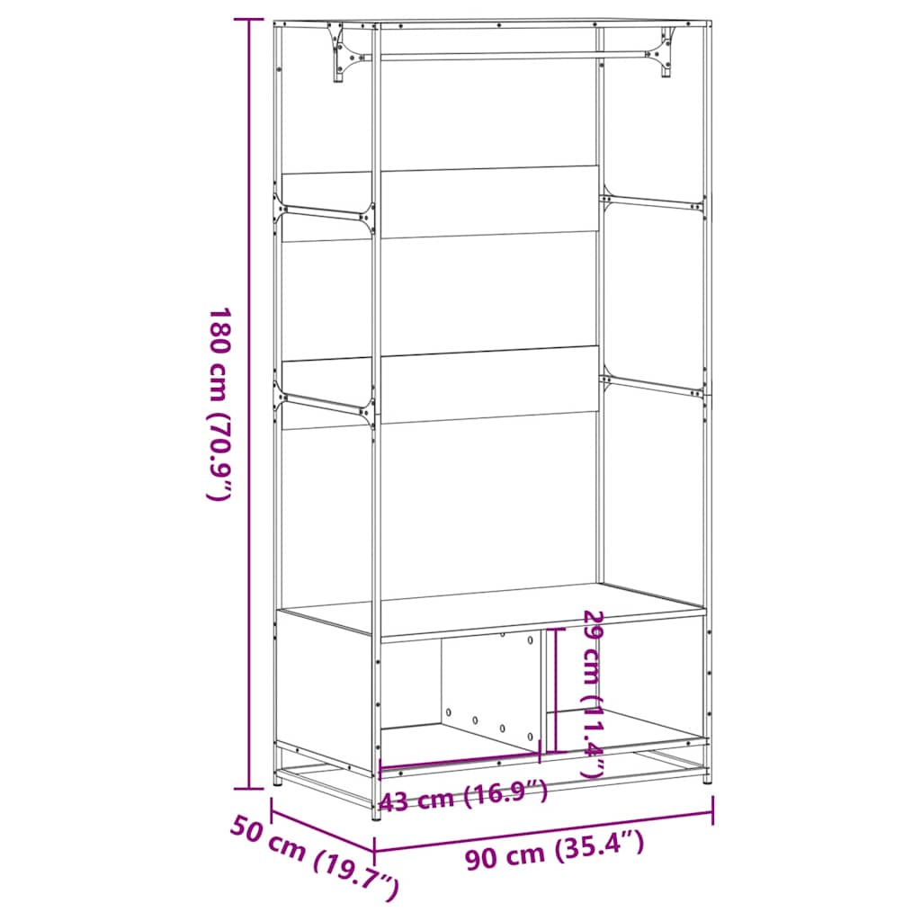 Garderob 90X50X180 Cm Konstruerat Trä