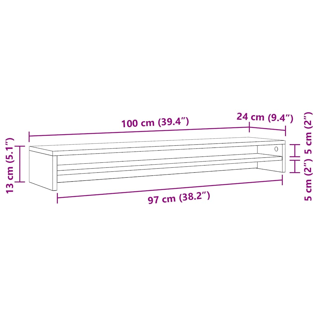 Monitorstativ Hantverksmässig Ek 100X24X13 Cm Konstruerat Trä