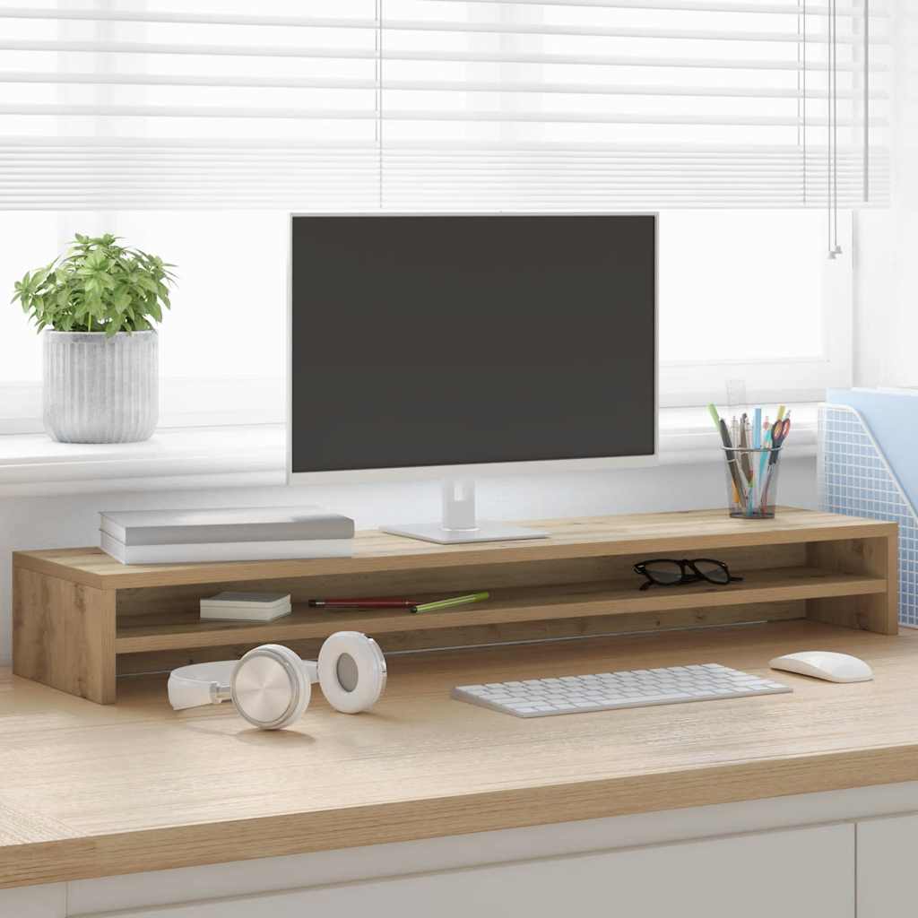 Monitorstativ Hantverksmässig Ek 100X24X13 Cm Konstruerat Trä