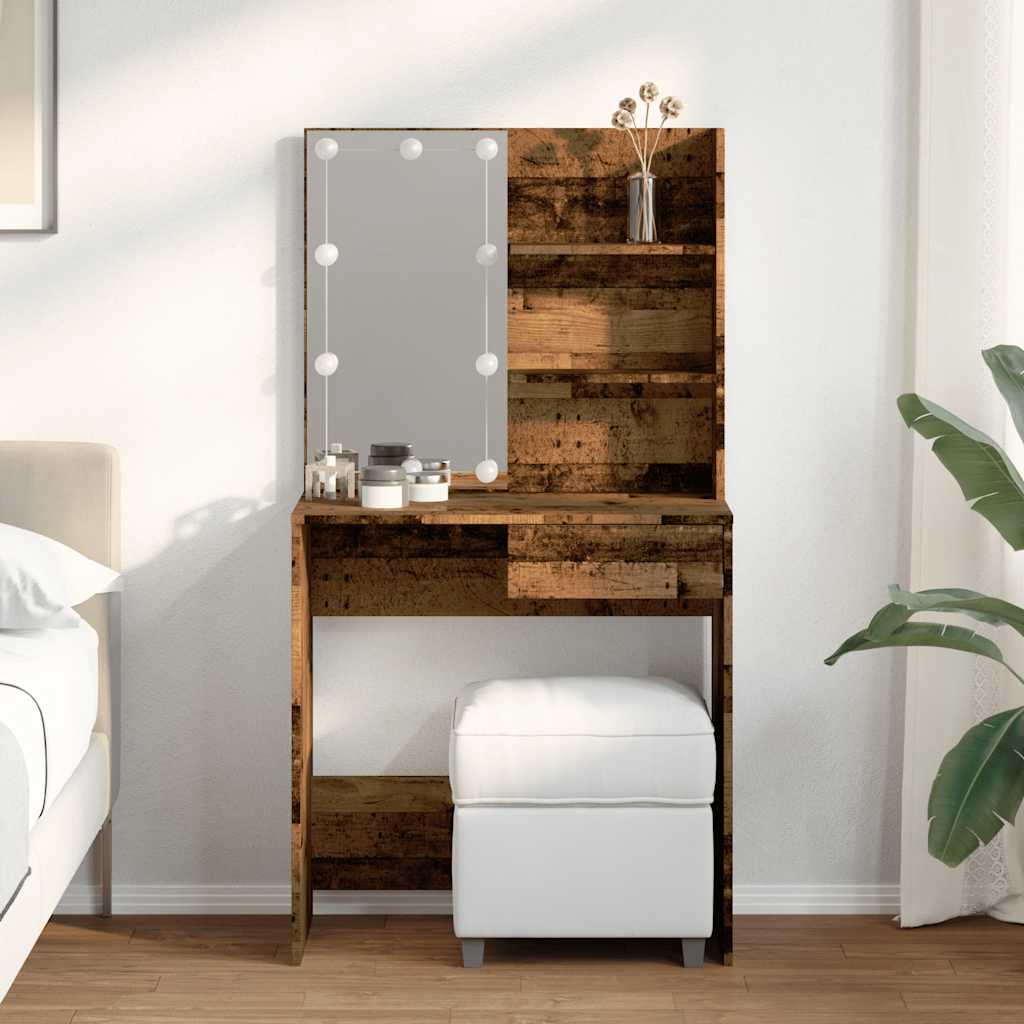 Sminkbord Med Led 74,5X40X141 Cm