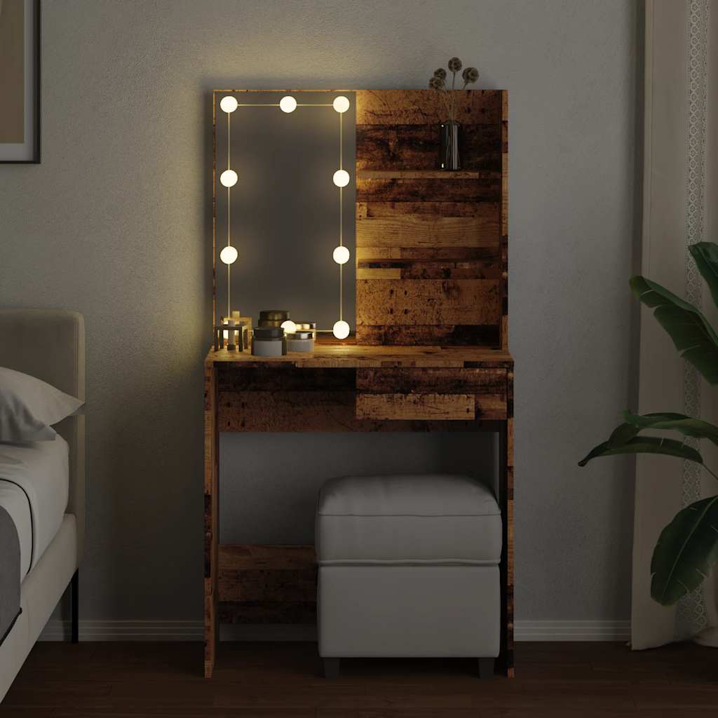 Sminkbord Med Led 74,5X40X141 Cm