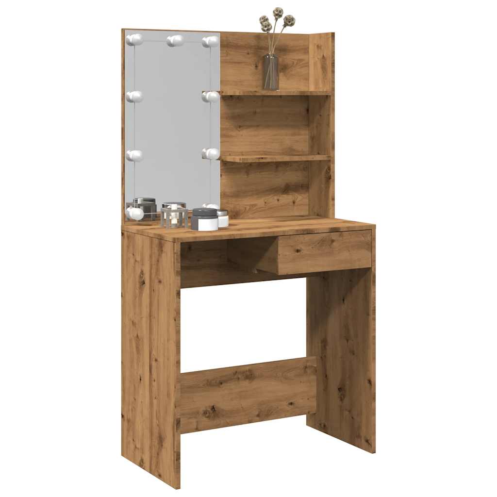 Sminkbord Med Led 74,5X40X141 Cm