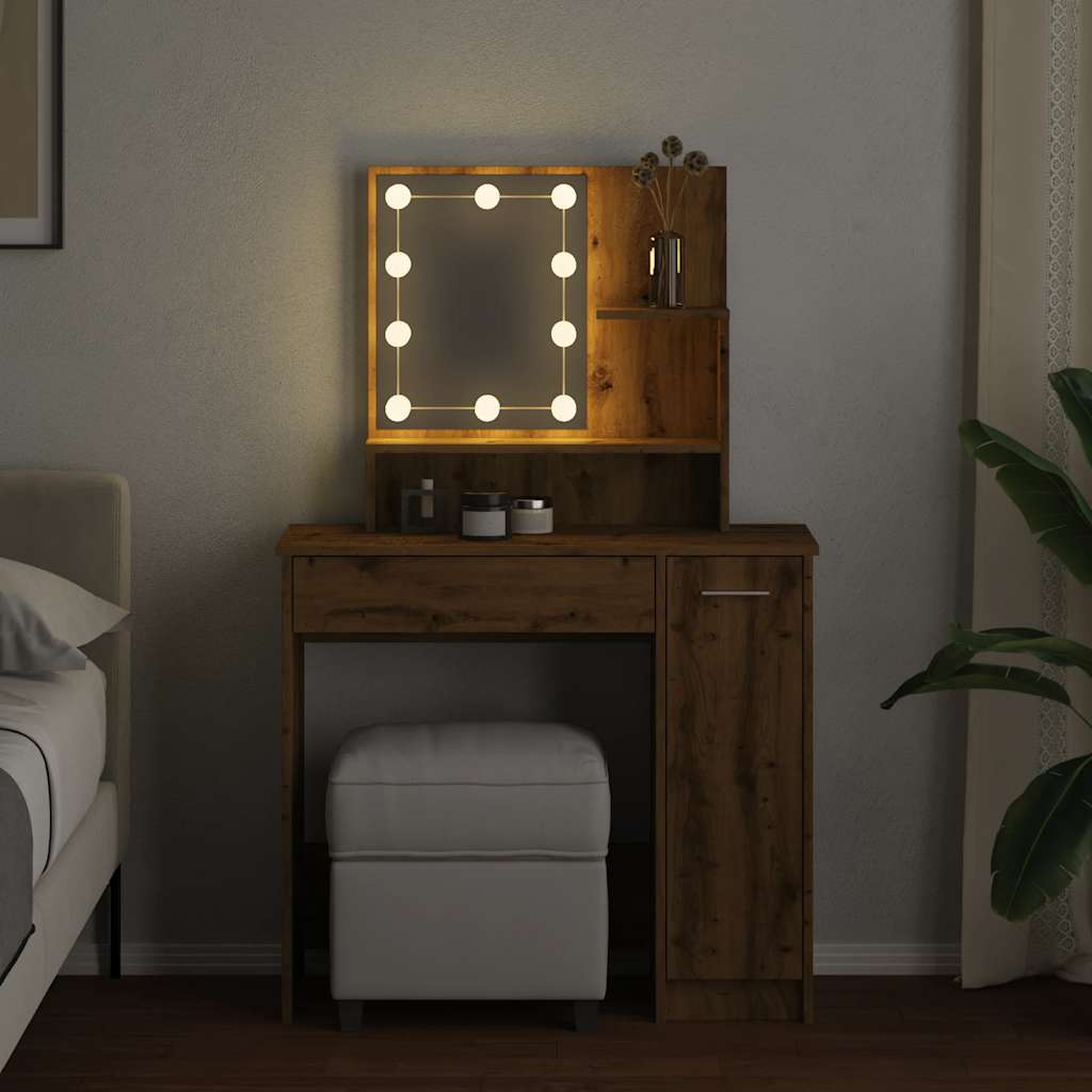 Sminkbord Med Led 86,5X35X136 Cm