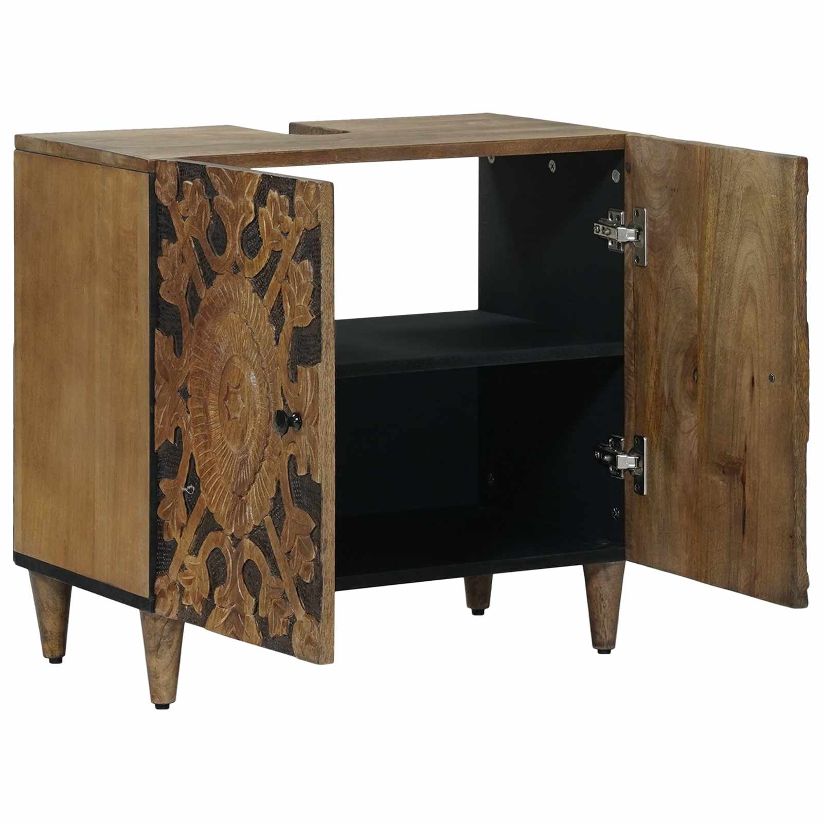 Badrumsskåp Med Handfat Brun 62 X 33 X 58 Cm Massivt Mangoträ