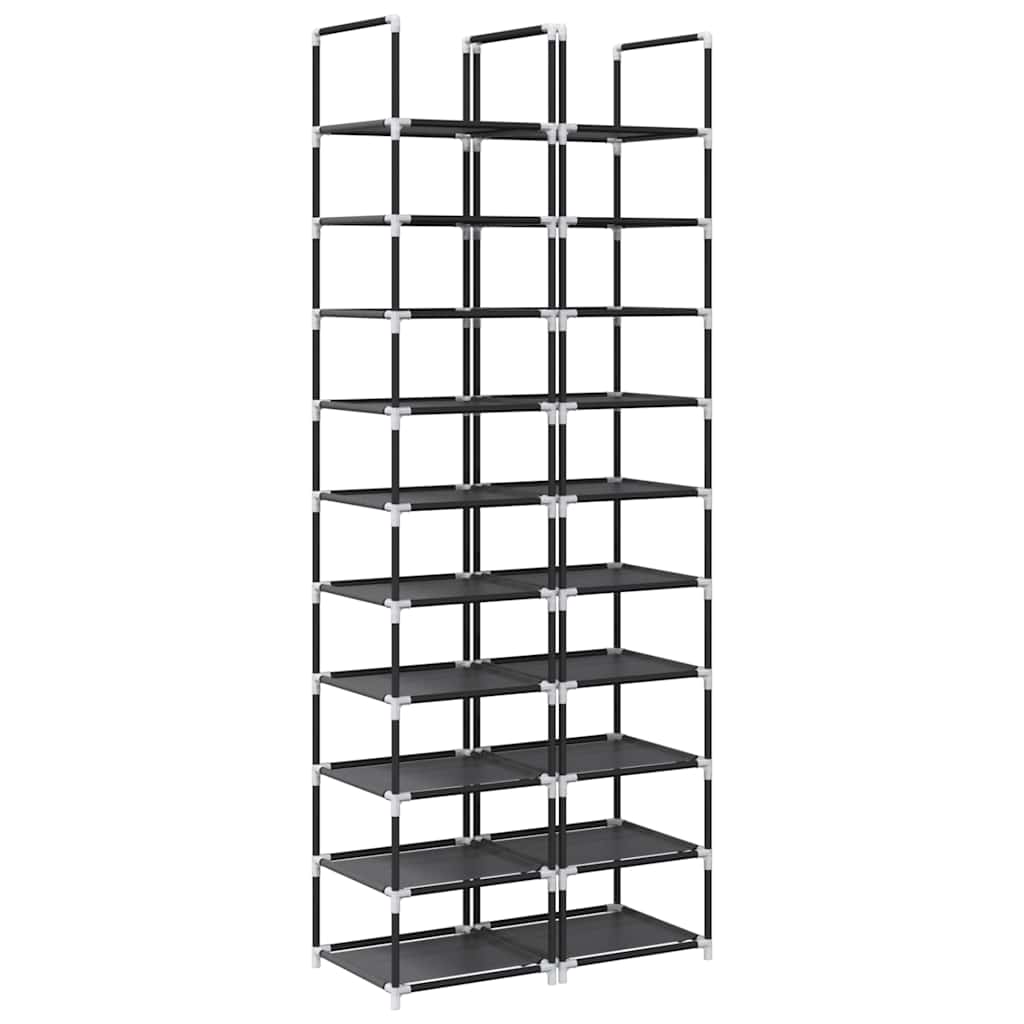 Skohyllor 2 St Svart 10-Vånings Svart 33X33X174 Cm Fiberduk
