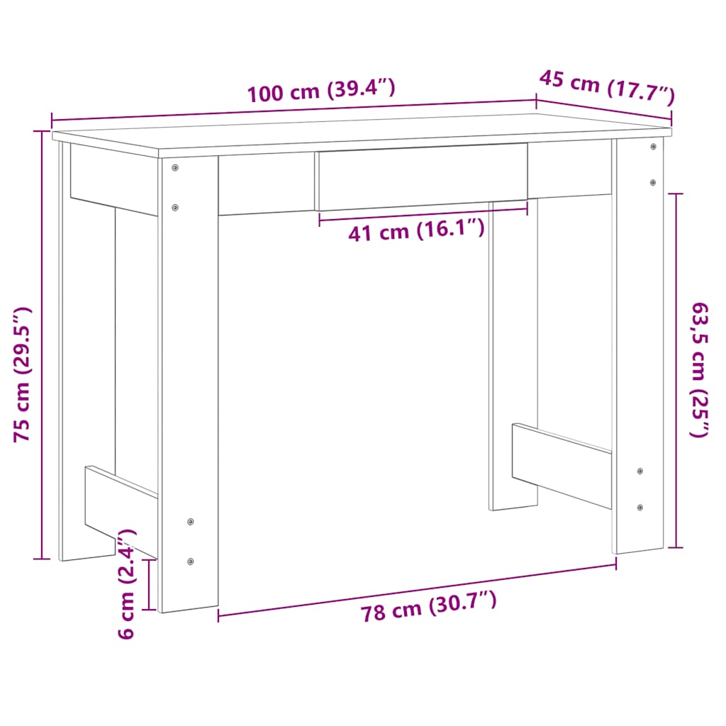 Skrivbord 100X45X75 Cm Konstruerat Trä