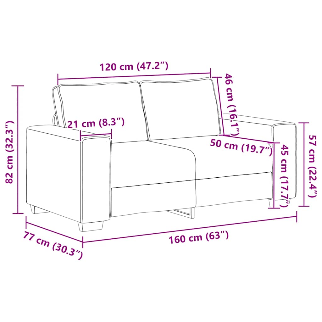 2-Sitssoffa 160X77X82 Cm Tyg