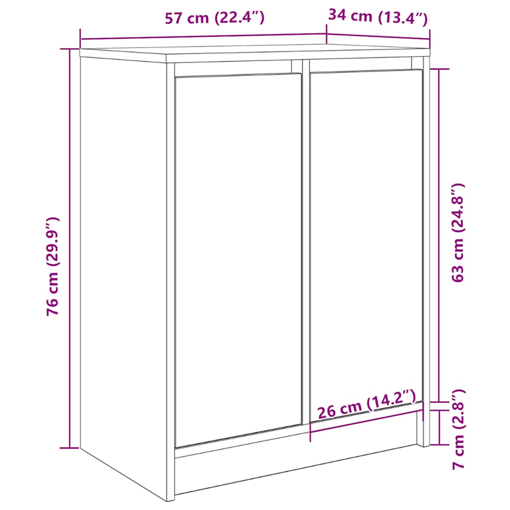 Skoskåp Rökt Ek 57X34X76 Cm Konstruerat Trä