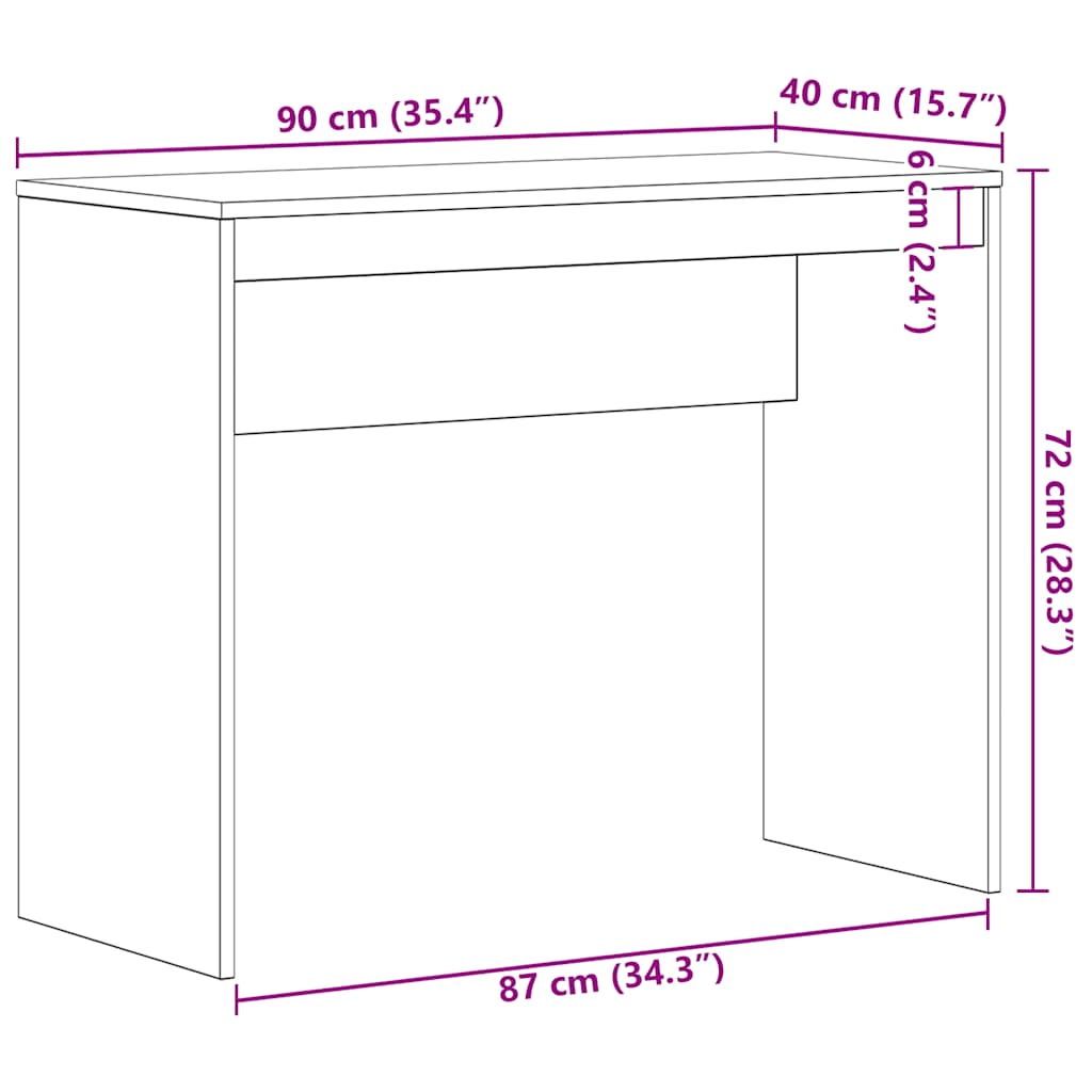 Skrivbord 90X40X72 Cm Konstruerat Trä