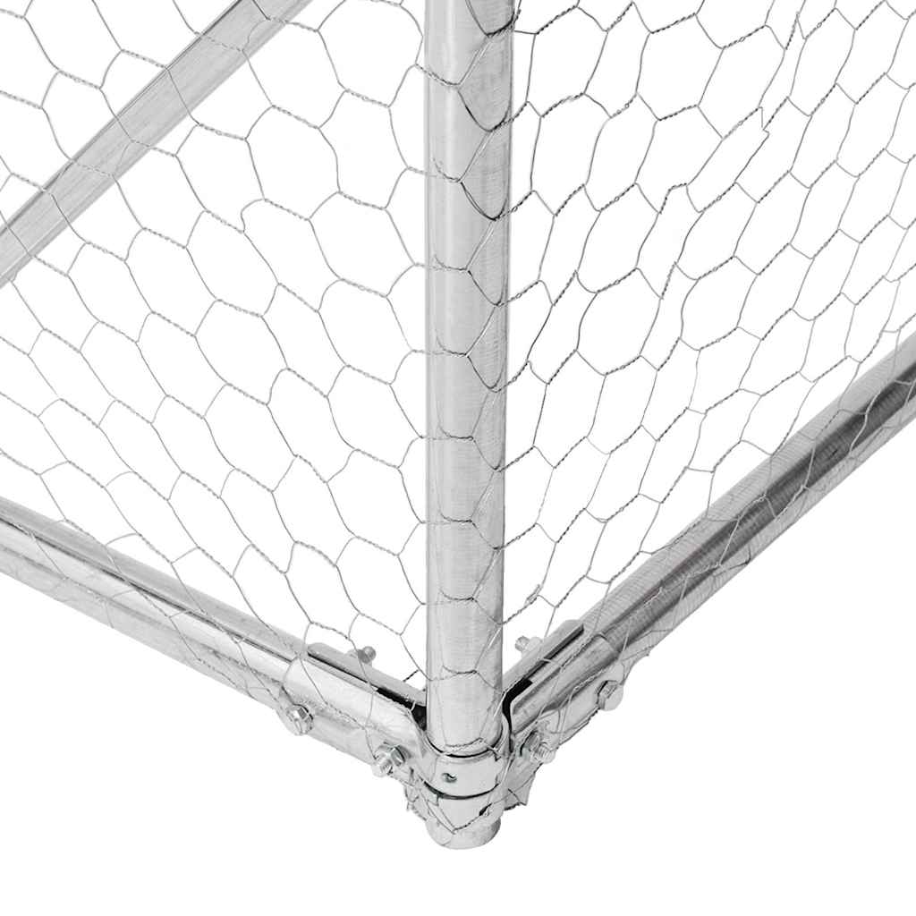 Hundkoja För Utomhusbruk Med Gård 8X2X1,5 M Galvaniserat Stål