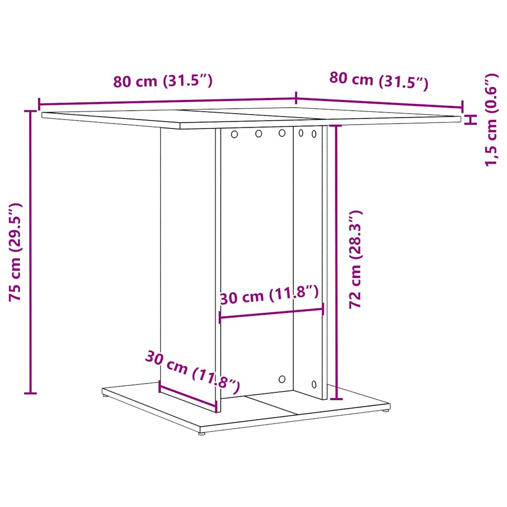 Matbord 80X80X75 Cm Konstruerat Trä