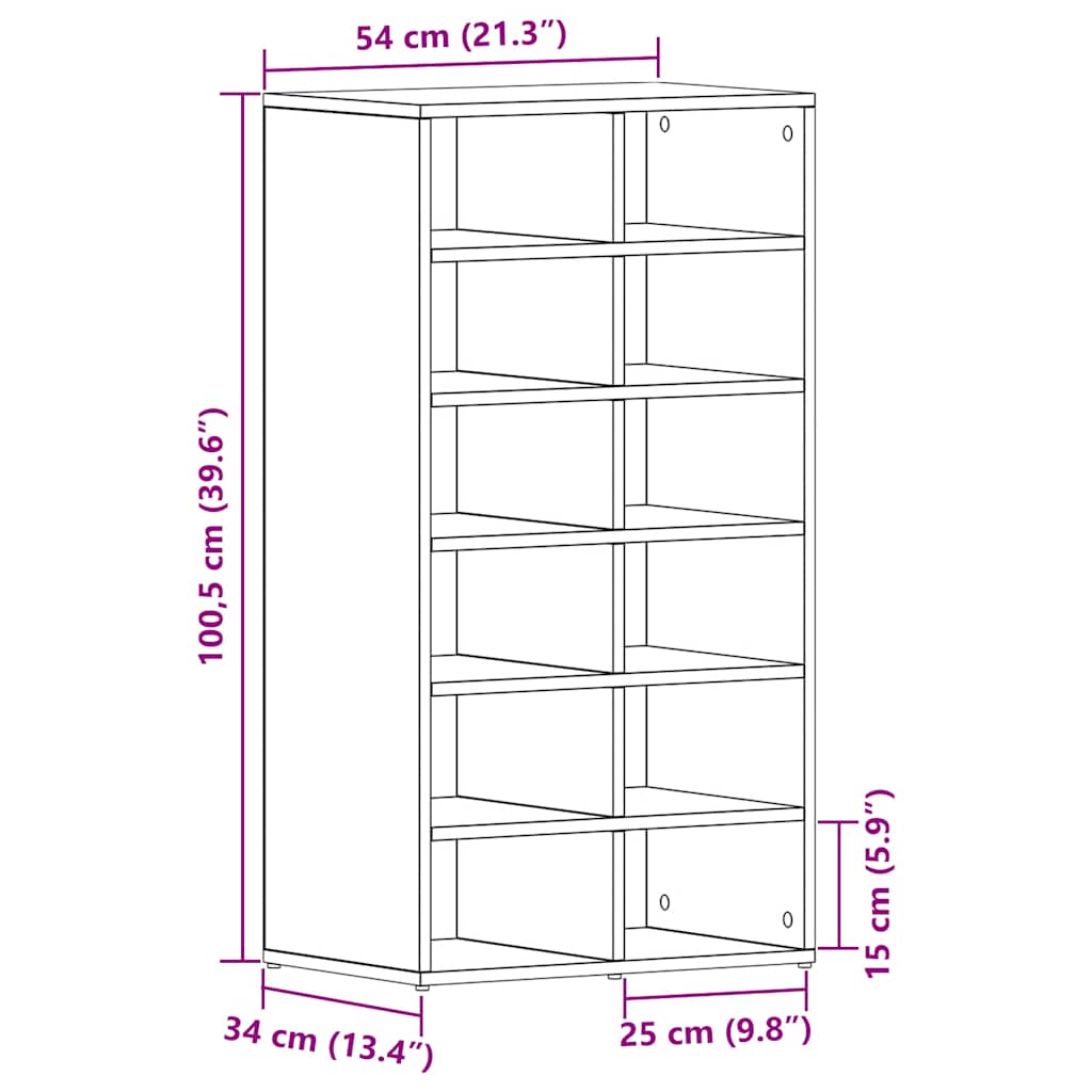 Skohylla Rökfärgad 54X34X100,5 Cm Konstruerat Trä
