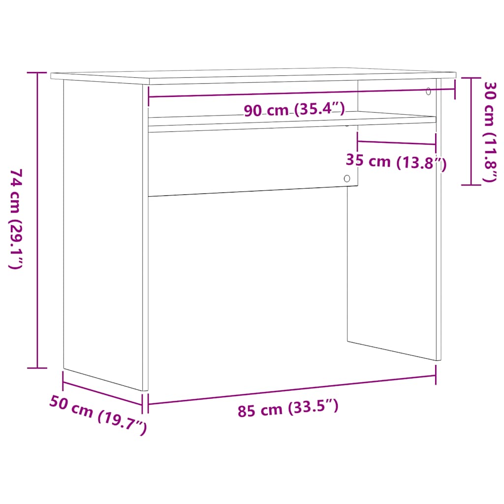 Skrivbord 90X50X74 Cm Konstruerat Trä