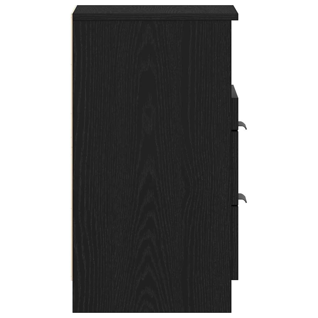 Nattduksbord Svart Ek 40 X 35 X 65 Cm Konstruerat Trä