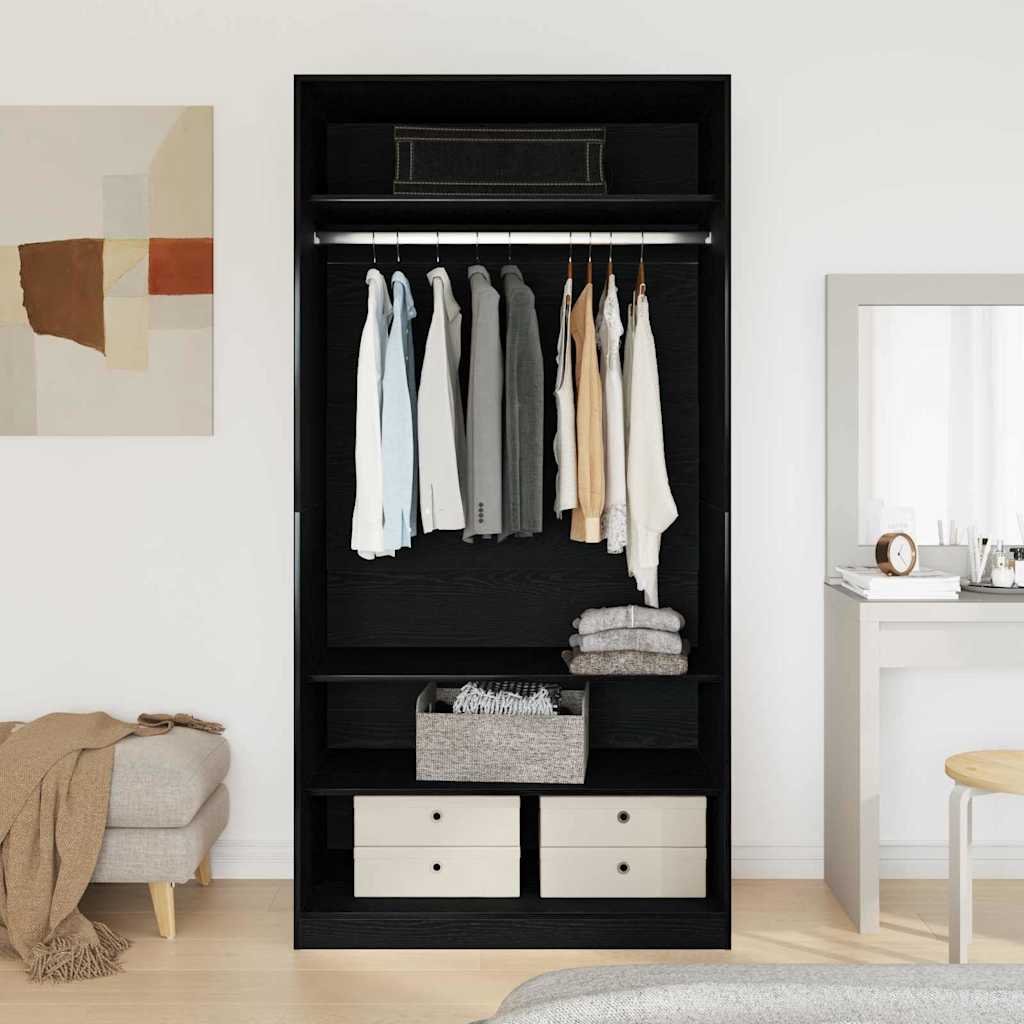 Garderob Svart Ek 100 X 50 X 200 Cm Konstruerat Trä