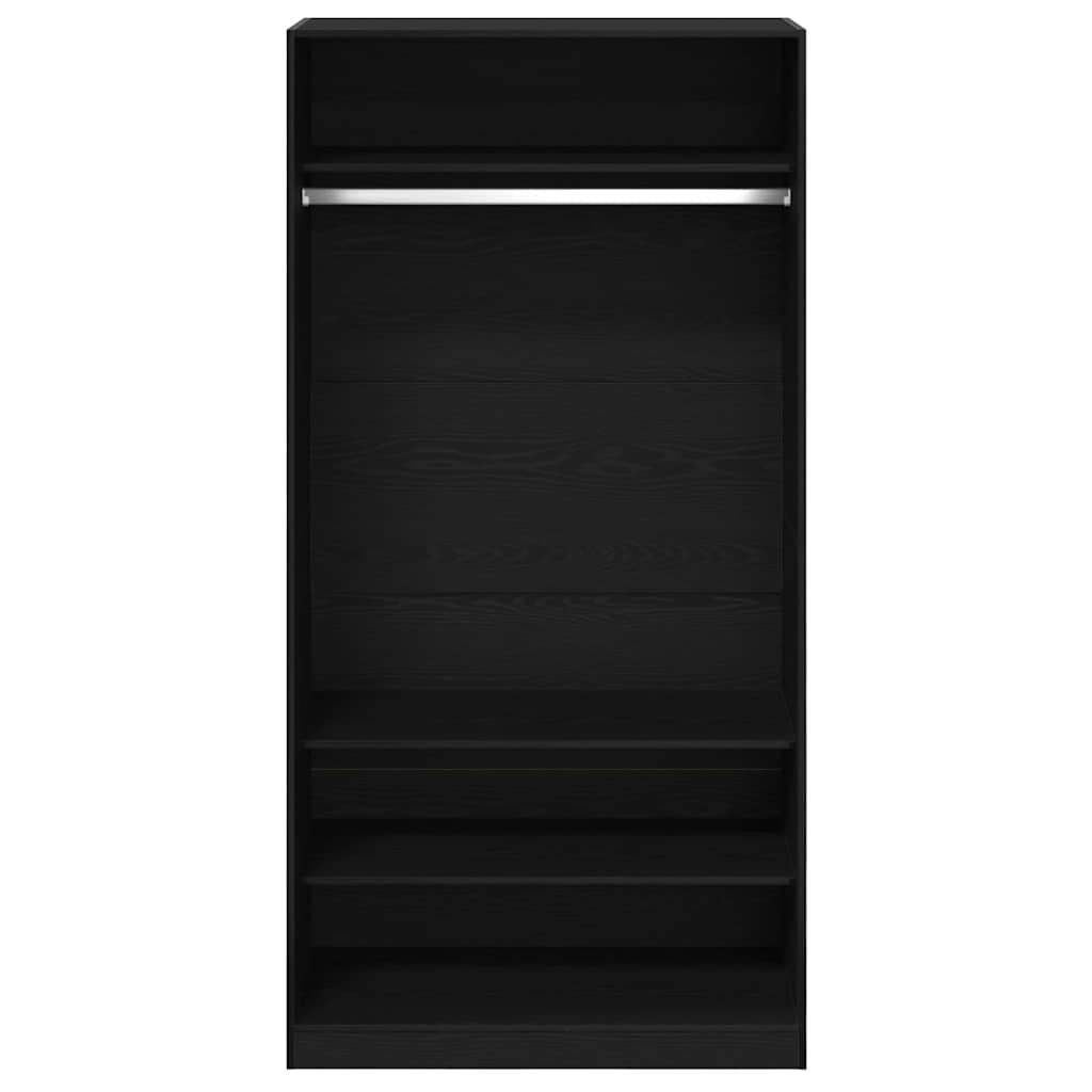 Garderob Svart Ek 100 X 50 X 200 Cm Konstruerat Trä