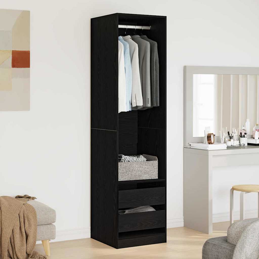 Garderob Svart Ek 50 X 50 X 200 Cm Konstruerat Trä