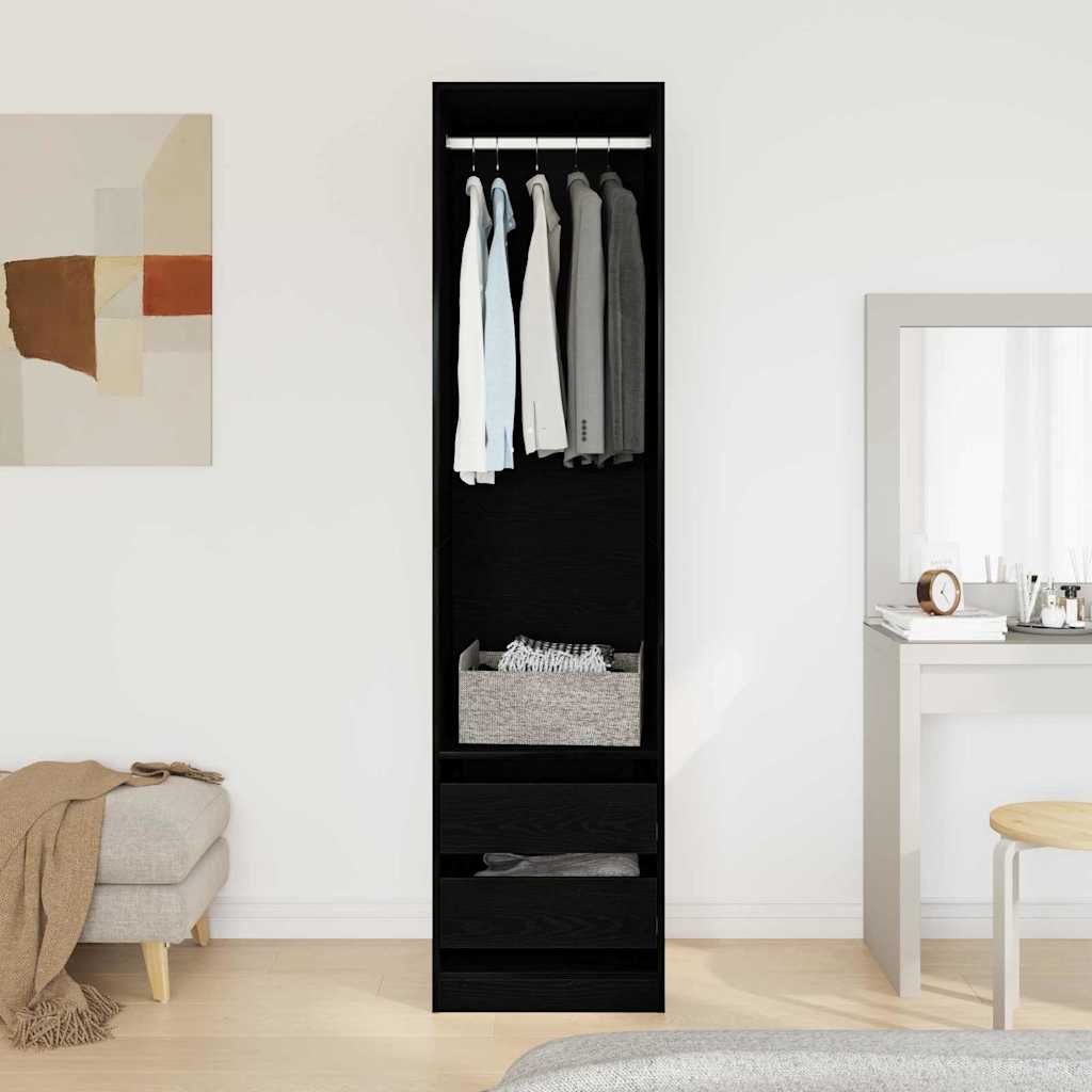 Garderob Svart Ek 50 X 50 X 200 Cm Konstruerat Trä