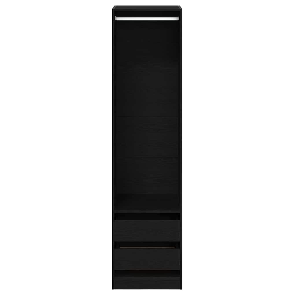 Garderob Svart Ek 50 X 50 X 200 Cm Konstruerat Trä
