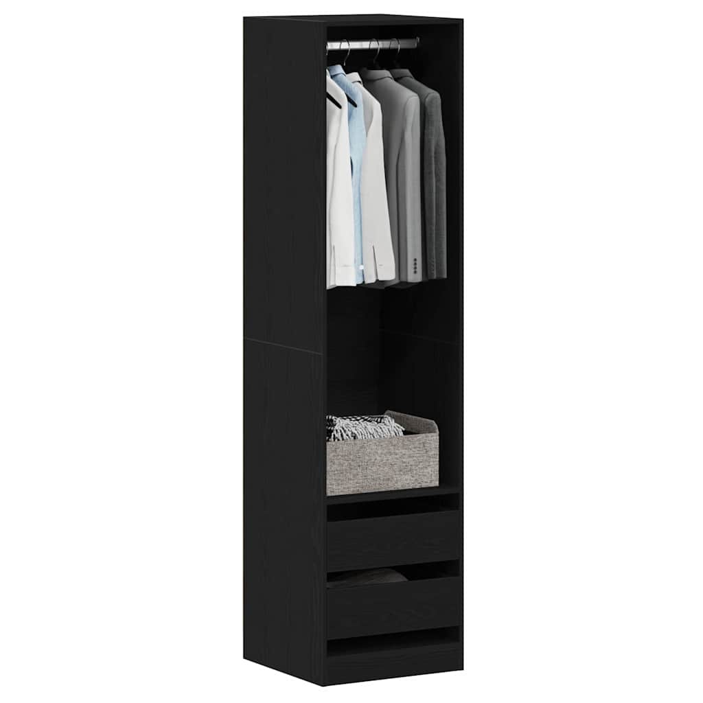 Garderob Svart Ek 50 X 50 X 200 Cm Konstruerat Trä