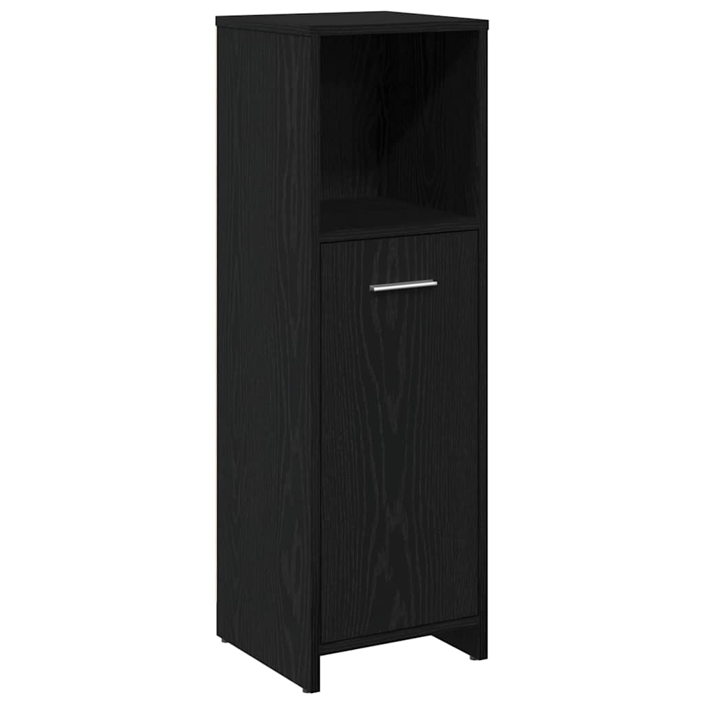 Badrumsmöbelset 3 St Svart Ek 30 X 30 X 95 Cm Konstruerat Trä
