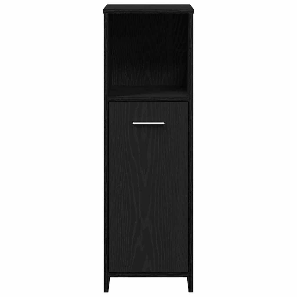 Badrumsmöbelset 3 St Svart Ek 30 X 30 X 95 Cm Konstruerat Trä
