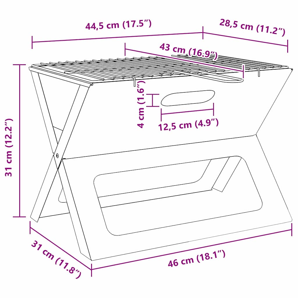 Utomhusgrill Svart 46 X 31 X 31 Cm Stål