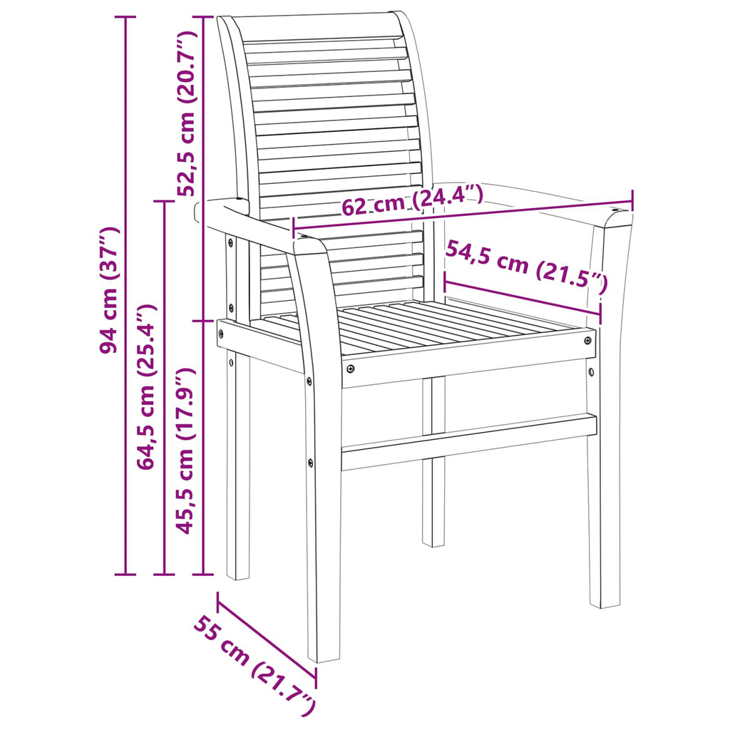 Matstol 4 Pcs Brun 62 X 55 X 94 Cm Massivt Teakträ