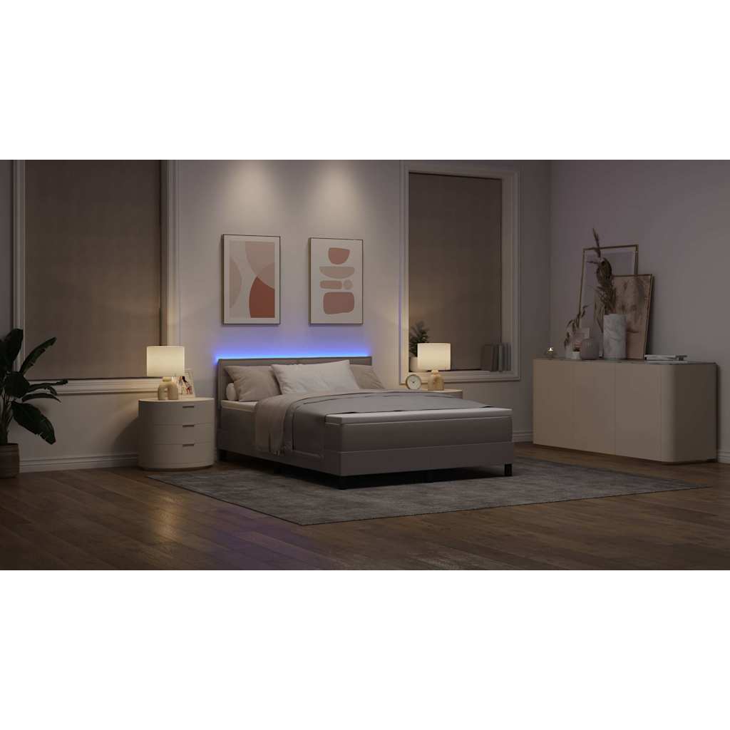 Bäddfjäder Med Madrass Med Led Taupe 140 X 200 Cm Tyg