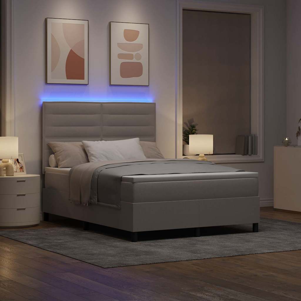 Bäddfjäder Med Madrass Med Led Taupe 140 X 190 Cm Tyg