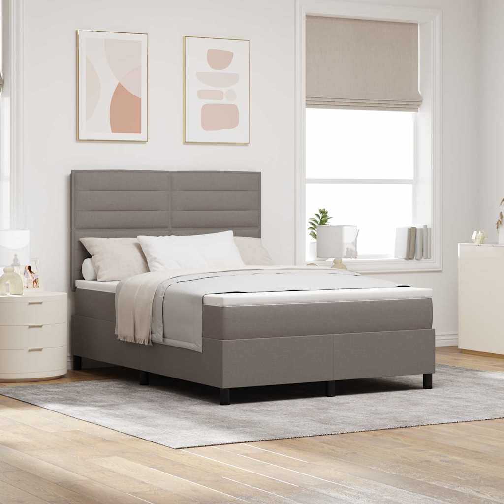 Bäddfjäder Med Madrass Med Led Taupe 140 X 190 Cm Tyg
