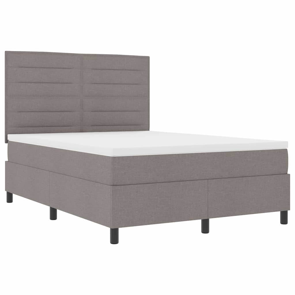 Bäddfjäder Med Madrass Med Led Taupe 140 X 190 Cm Tyg