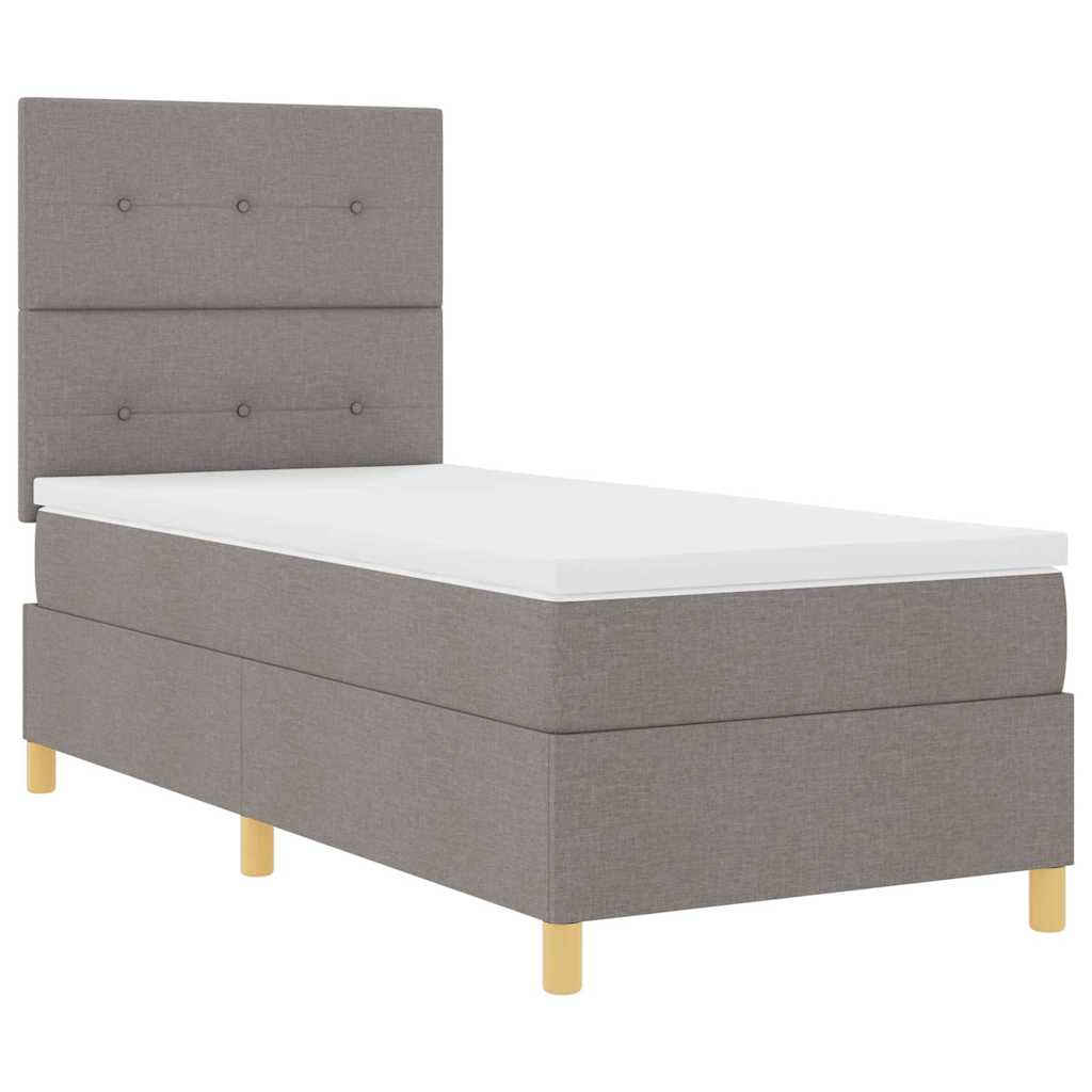 Led Box Säng Med Huvudgavel Taupe 80 X 200 Cm Tyg