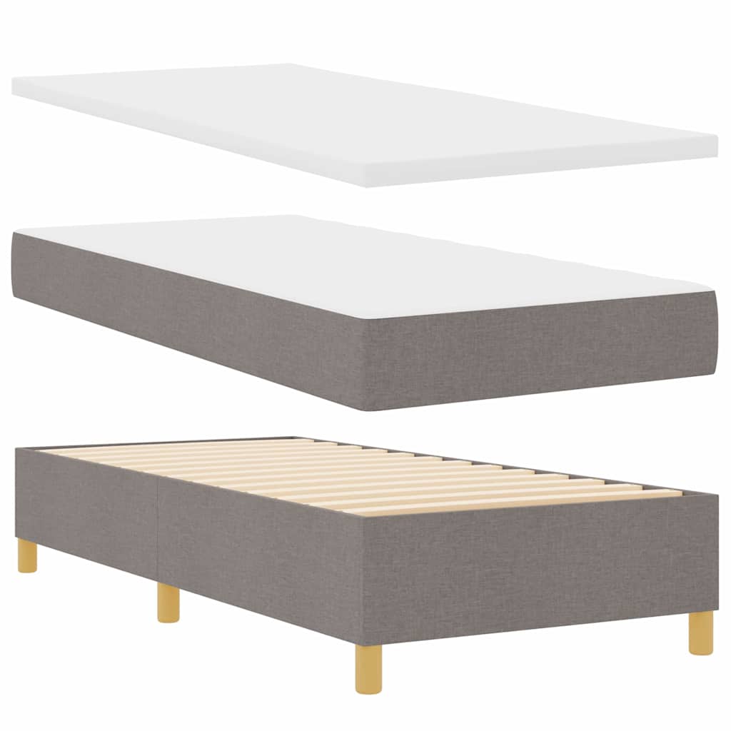 Led Box Säng Med Huvudgavel Taupe 80 X 200 Cm Tyg