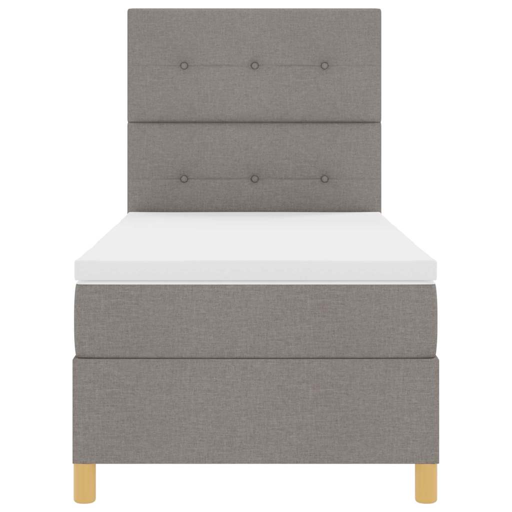 Led Box Säng Med Huvudgavel Taupe 80 X 200 Cm Tyg