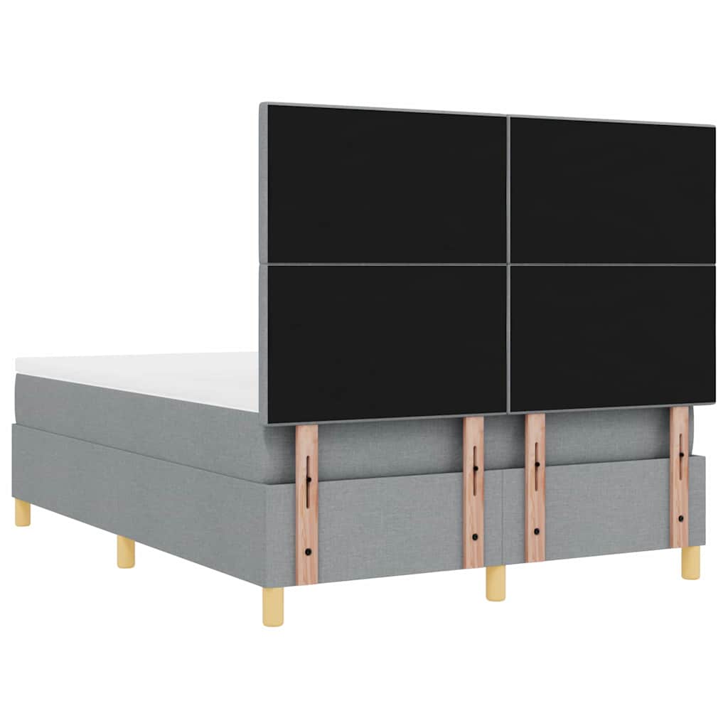 Led Box Säng Med Huvudgavel Ljusgrå 140 X 190 Cm Tyg