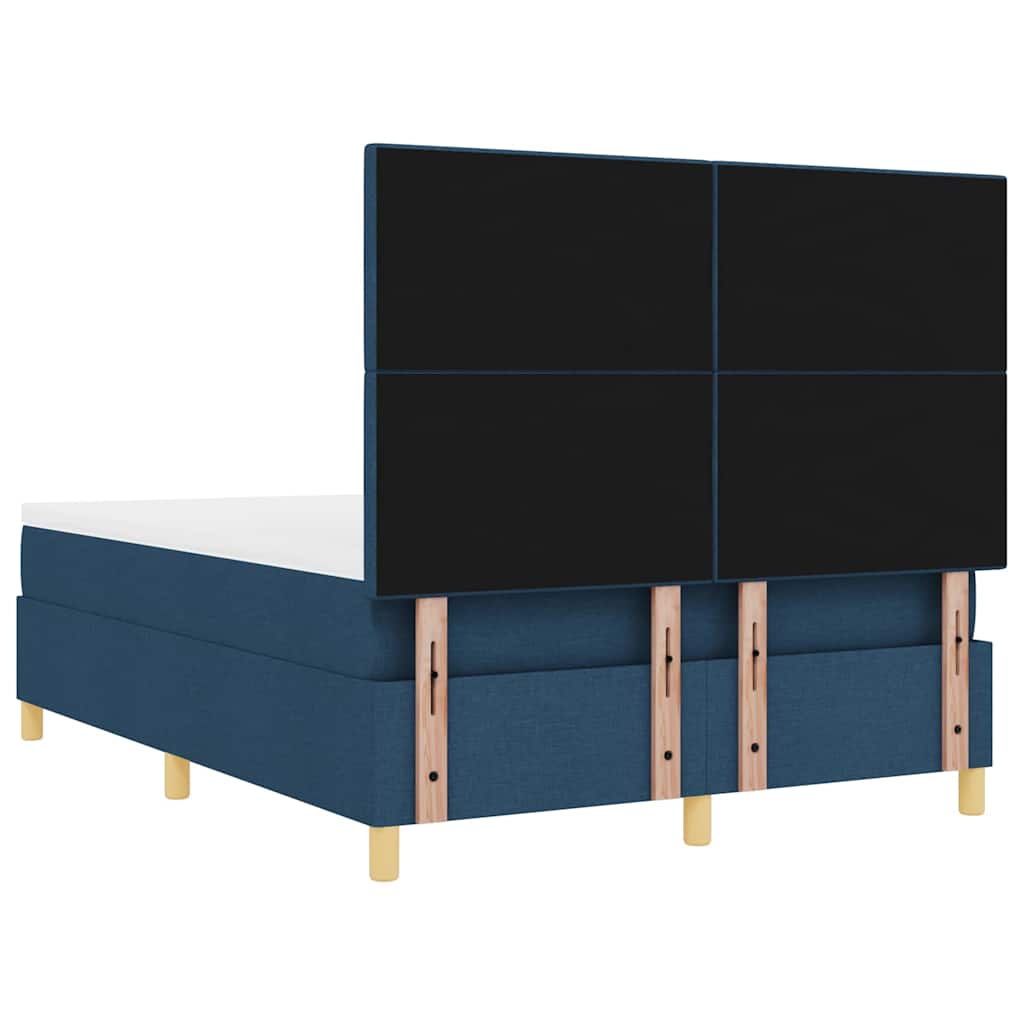 Led Box Säng Med Huvudgavel Blå 140 X 190 Cm Tyg