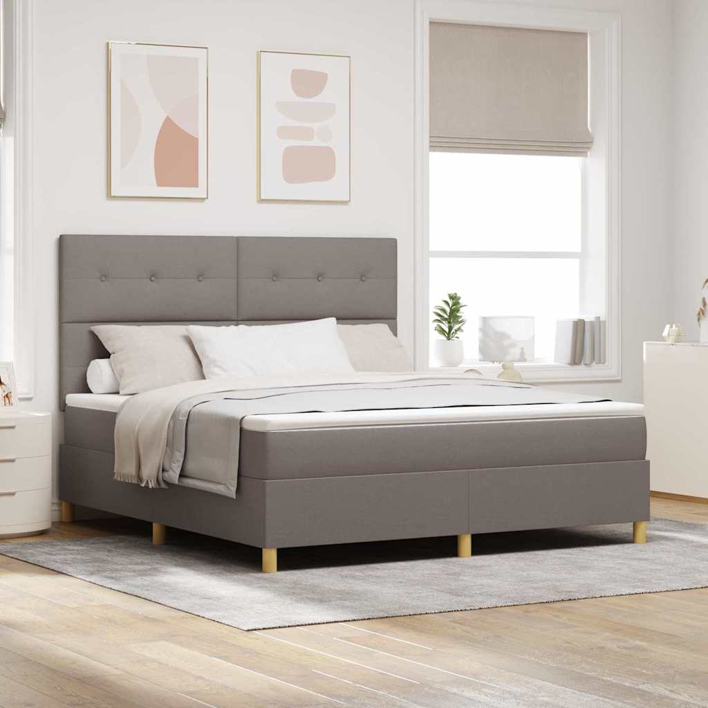 Led Box Säng Med Huvudgavel Taupe 180 X 200 Cm Tyg