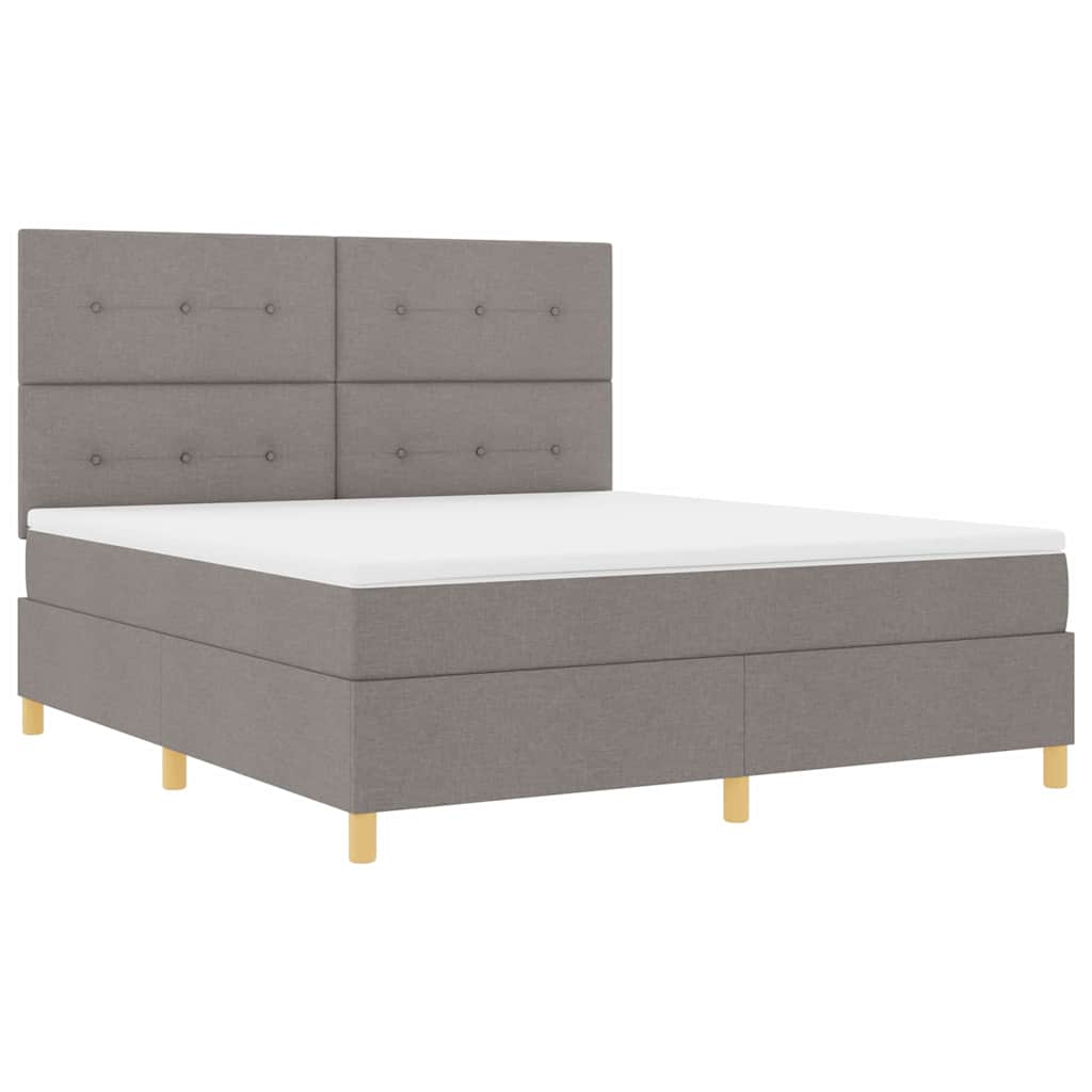 Led Box Säng Med Huvudgavel Taupe 180 X 200 Cm Tyg