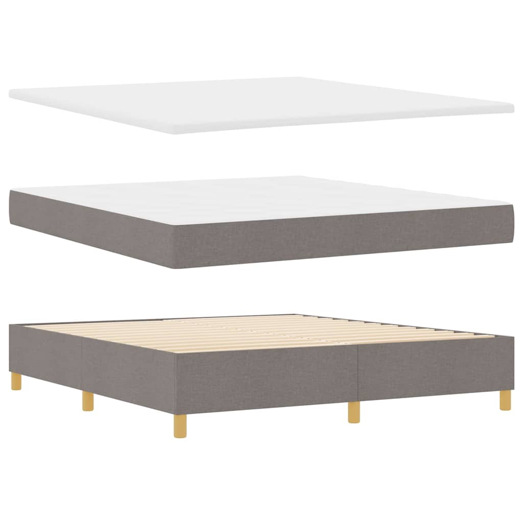 Led Box Säng Med Huvudgavel Taupe 180 X 200 Cm Tyg