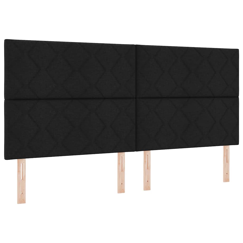 Led Box Säng Med Huvudgavel Svart 200 X 200 Cm Tyg