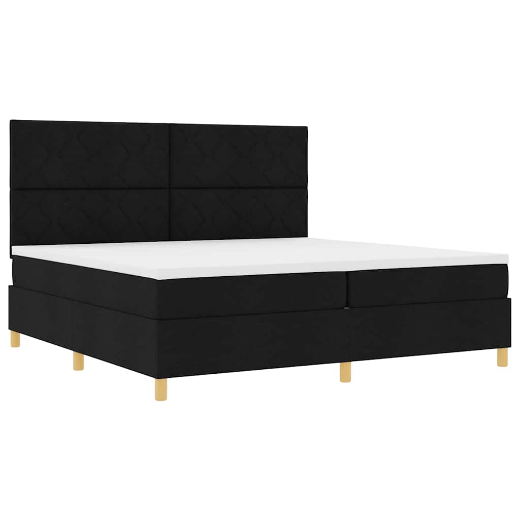 Led Box Säng Med Huvudgavel Svart 200 X 200 Cm Tyg