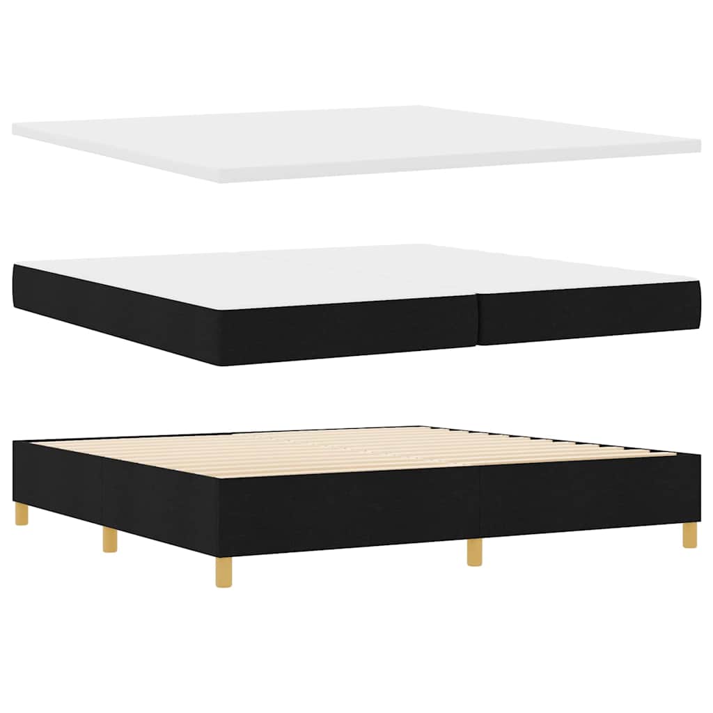 Led Box Säng Med Huvudgavel Svart 200 X 200 Cm Tyg