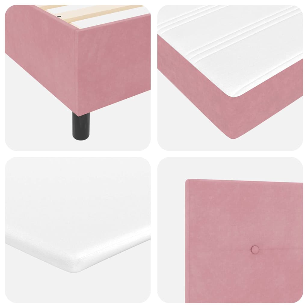 Led Box Säng Med Huvudgavel Rosa 100 X 200 Cm Sammet