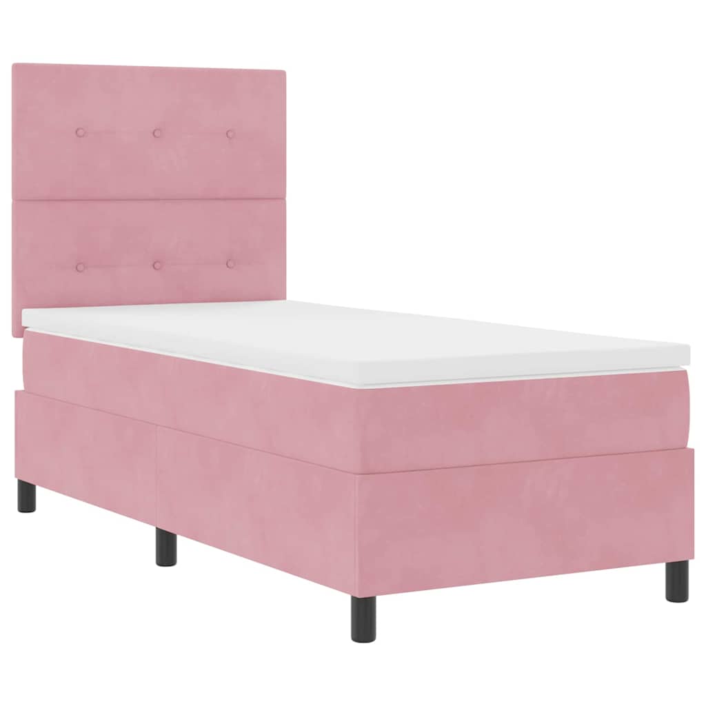 Led Box Säng Med Huvudgavel Rosa 100 X 200 Cm Sammet
