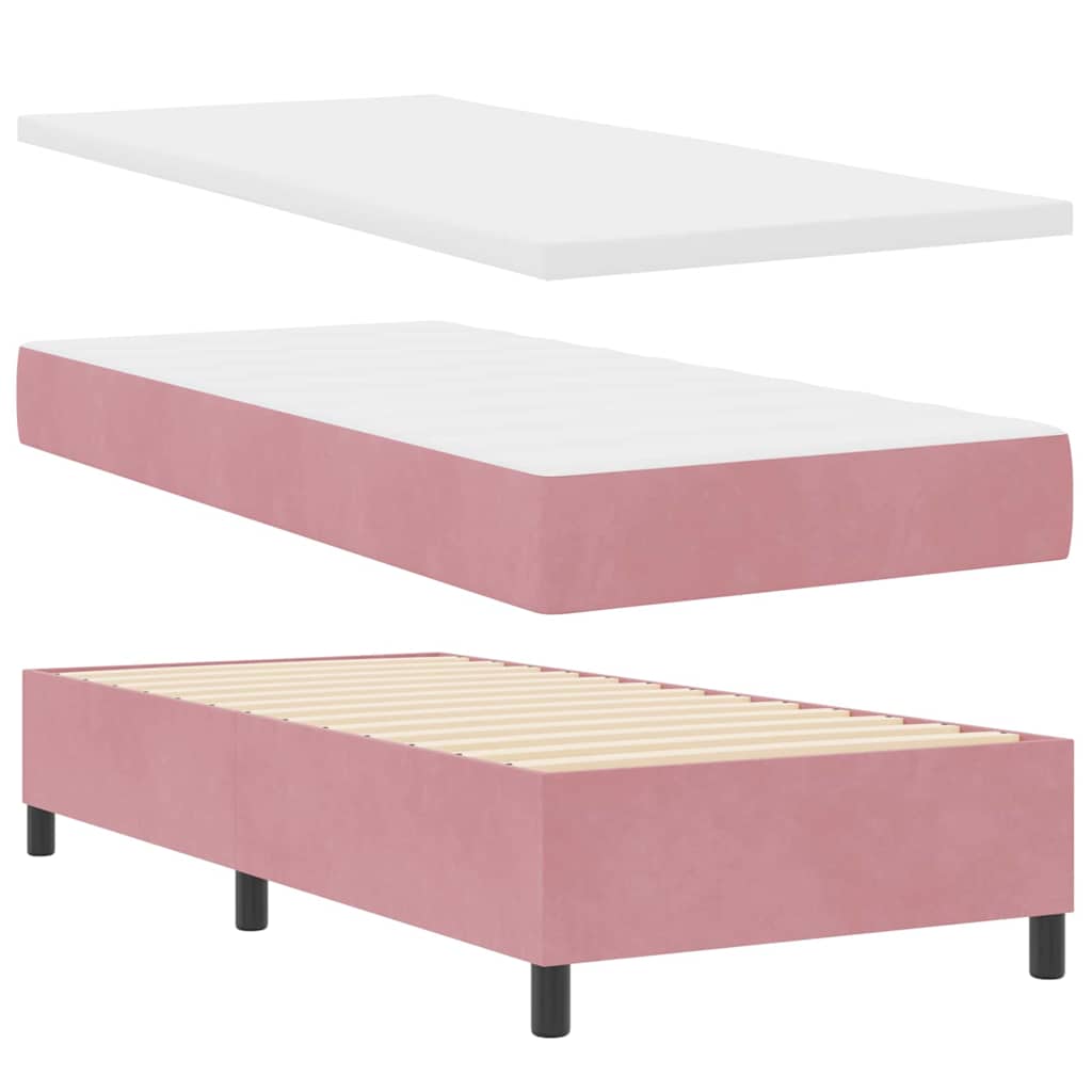 Led Box Säng Med Huvudgavel Rosa 100 X 200 Cm Sammet