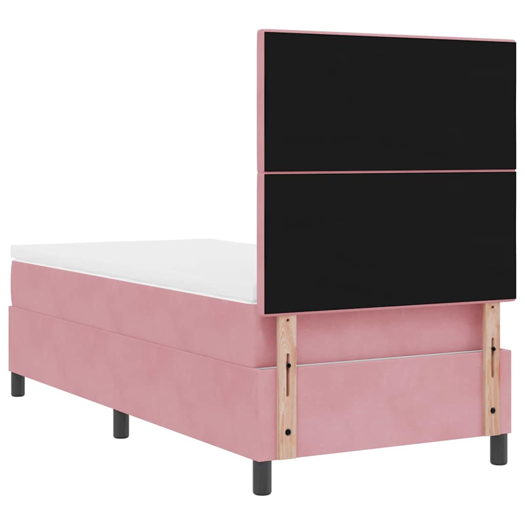 Led Box Säng Med Huvudgavel Rosa 100 X 200 Cm Sammet